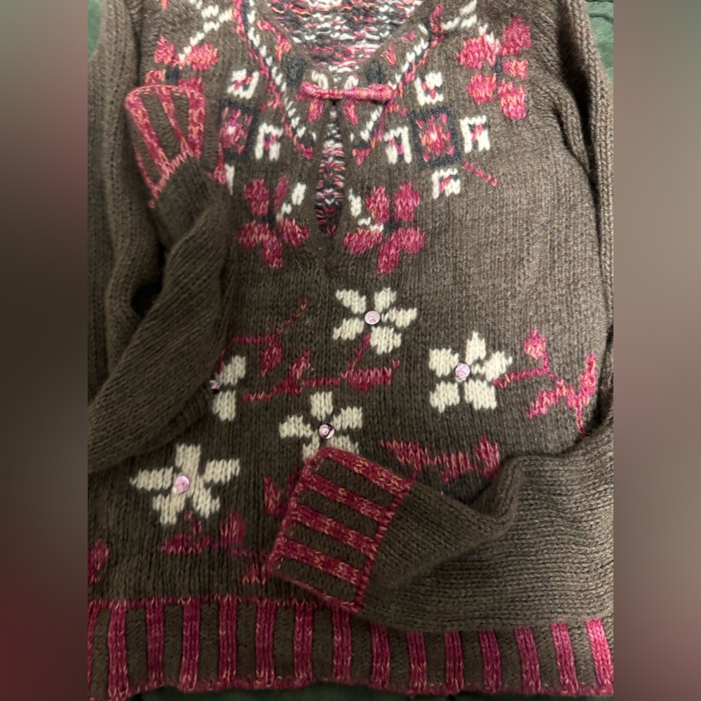 Twin set wool Brown Floral Sweater - Picture 3 of 8